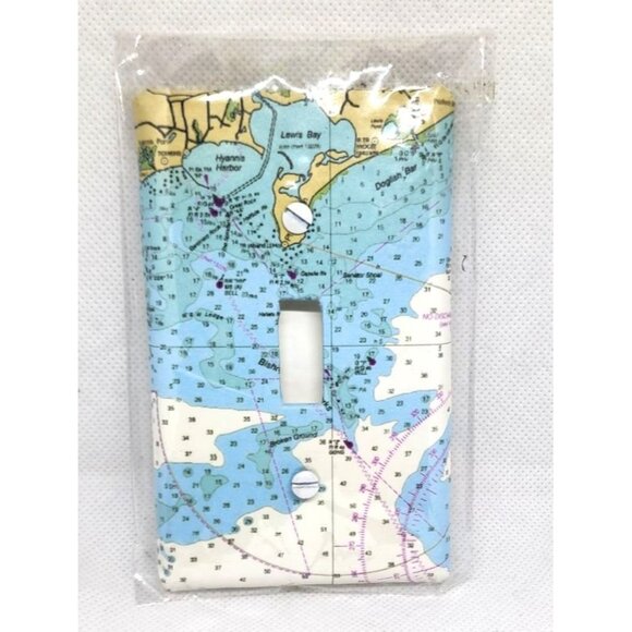 Nautical Chart Fabric-Covered Light Switch Plate By Breakwater Blue - Picture 7 of 10